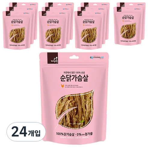 자연애채널펫 순닭가슴살 강아지 간식, 50g, 24개