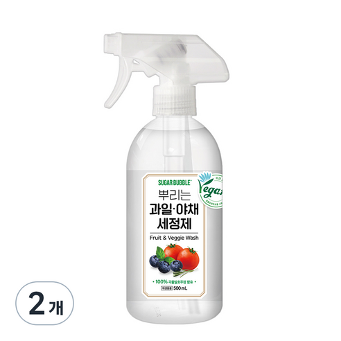 슈가버블 뿌리는 과일야채 세정제, 2개, 500ml