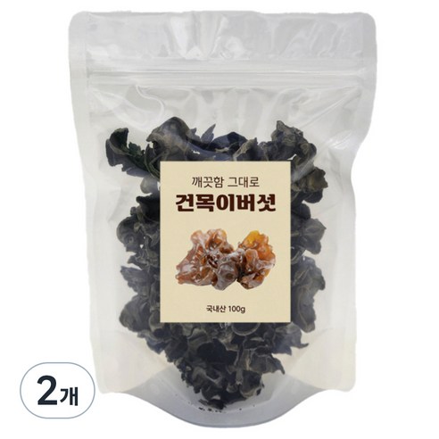 준컴퍼니 깨끗함 그대로 국산 건목이버섯, 100g, 2개