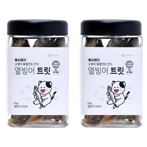 뽀시래기 생후 3개월령 이후 고양이 동결건조 간식, 열빙어, 65g, 2개