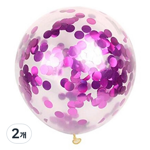 파티복닷컴 투명 컨페티 풍선 90cm, 퍼플, 2개