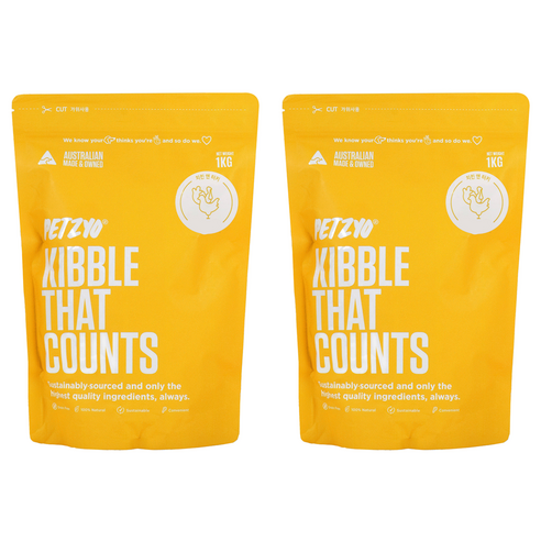 펫죠 전연령 강아지 청정호주 키블댓카운트 사료, 치킨 앤 터키, 1kg, 2개