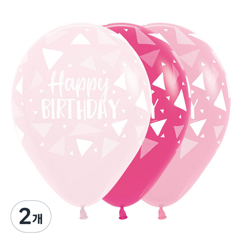 셈퍼텍스 생일걸 트라이앵글 풍선 30cm 50p, 라이트핑크, 핑크, 푸치샤, 2개