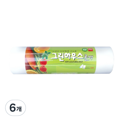 그린하우스 위생롤백 특대형 35 x 45 cm 500p, 500매입, 6개