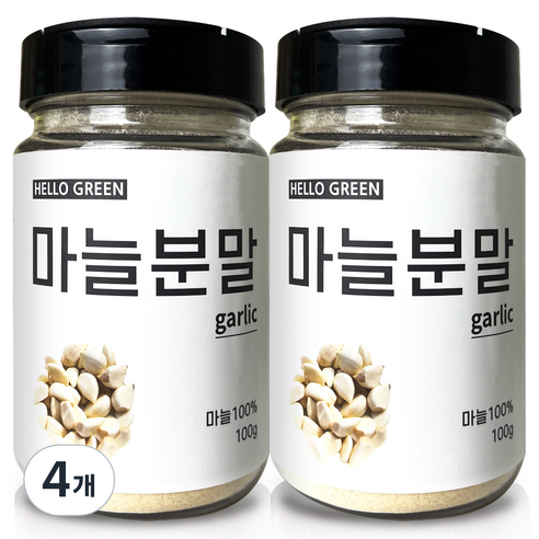 헬로우그린 국산 마늘 분말 통, 4개, 100g