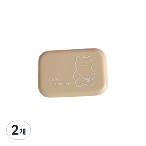 브랜드미 귀여운 곰 렌즈케이스, 카키베어, 2개
