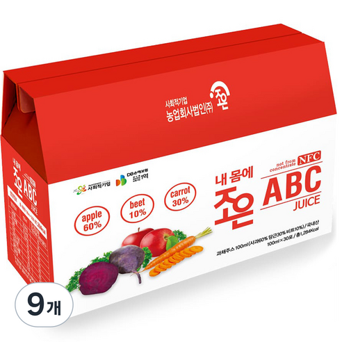 조은 내 몸에 조은 ABC 과채주스, 3L, 9개