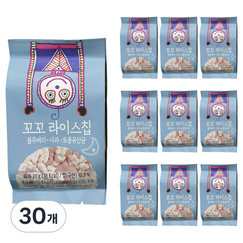 바비브레드 꼬꼬 라이스칩, 30개, 블루베리 + 사과 + 유산균 혼합맛, 10g