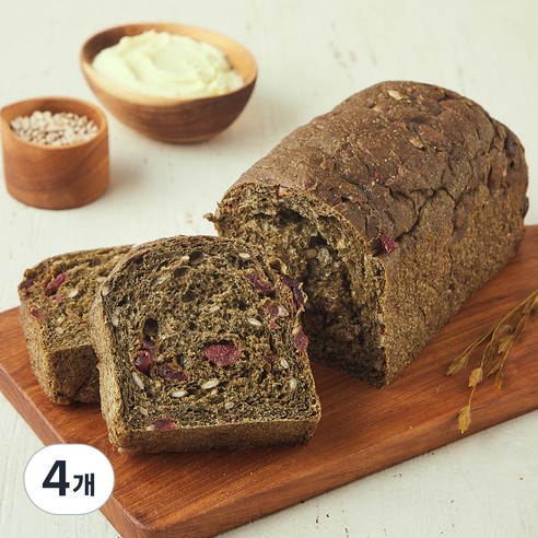 브로드카세 발효종 쑥크렌베리 통밀식빵, 490g, 4개