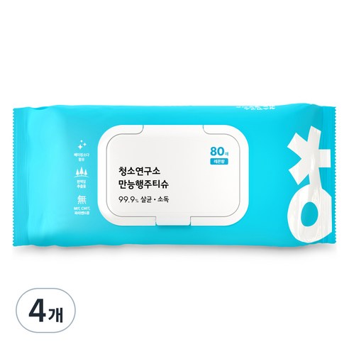 청소연구소 살균소독 만능 행주 티슈, 80개, 4개