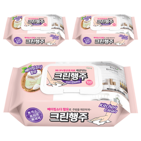 자연처럼 크린행주, 100개입, 3개