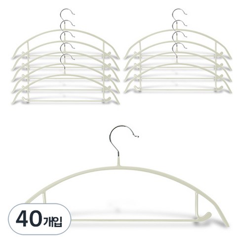 마켓플랜 논슬립 코팅 정장 라운드옷걸이, 아이보리, 40개