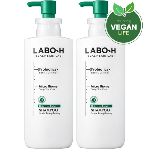 라보에이치 프로바이오틱스 탈모증상완화 두피강화 샴푸, 400ml, 2개