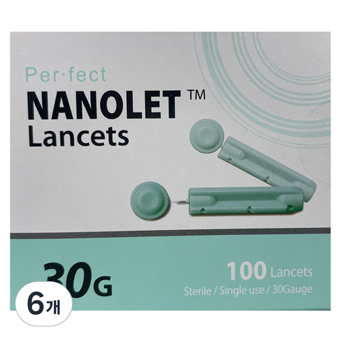 동방 나노렛 란셋 일회용 수동 랜싯 채혈침 30G, 100개입, 6개