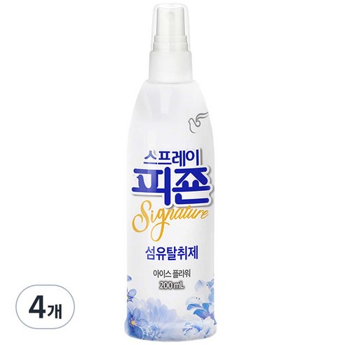 스프레이 피죤 섬유탈취제 강력탈취 시그니처, 200ml, 4개, 아이스플라워향