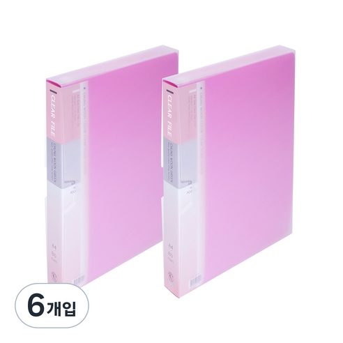 에코청운 PP 클리어화일 A4 80매, 분홍, 6개입