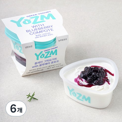 요즘 플레인 그릭요거트 with 블루베리 콩포트, 130g, 1개입, 6개