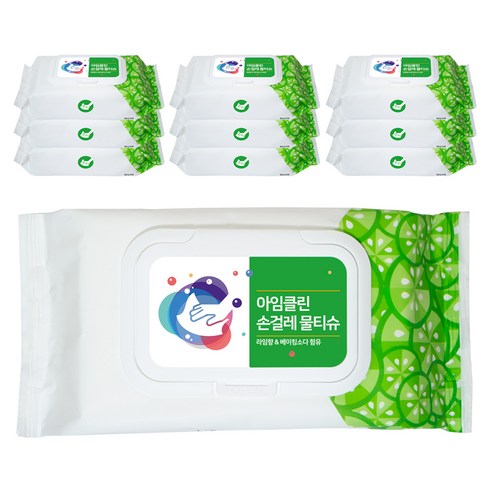 아임클린 손걸레 엠보싱 물티슈 캡형 80매, 50g, 10개