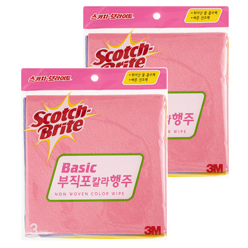 스카치브라이트 부직포 칼라 행주 3종, 2개