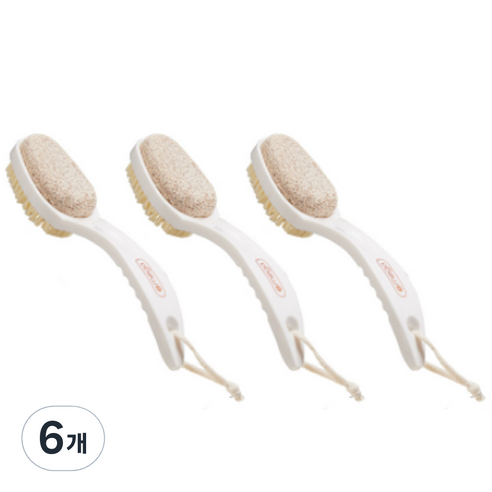 플로리빙 굳은살 발 각질 제거 양면 풋 케어 브러쉬 화이트, 1개입, 6개