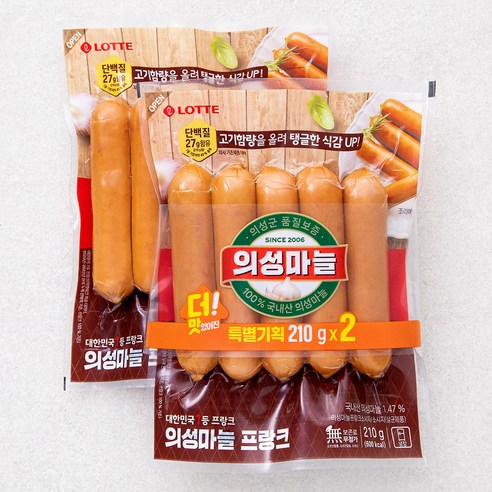 롯데 의성마늘 프랑크 소시지, 210g, 4개