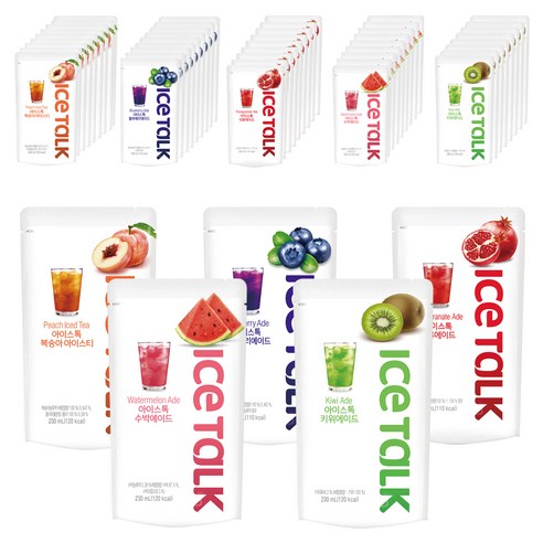 아이스톡 에이드 230ml 복숭아 10p + 블루베리 10p + 석류 10p + 수박 10p + 키위 10p 세트