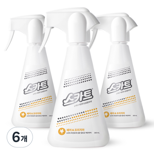 스카트 순하고 깨끗한 섬유탈취제 페어 앤 프리지아 본품, 380ml, 6개