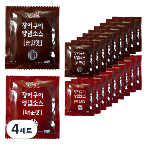 이츠쉐프 장어소스 매운맛 50g x 10p + 순한맛 50g x 10p 세트, 4세트