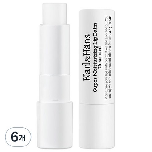 칼앤한스 슈퍼모이스처라이징 립밤 언센티드, 무향, 3.5g, 6개