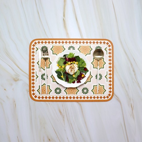 Itar 로맨틱 로맨틱 방수 식탁매트 테이블 2p, 유스오렌지, L(45 x 30 cm)