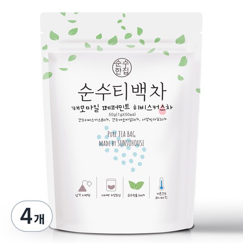 순수한집 캐모마일 페퍼민트 히비스커스차, 1g, 50개입, 4개