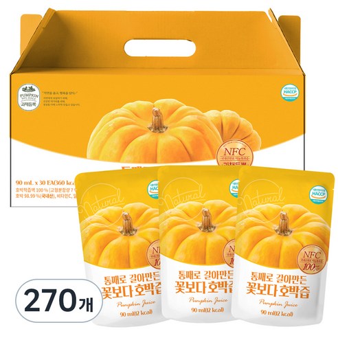 유기농마루 통째로 갈아만든 꽃보다 호박즙, 90ml, 270개
