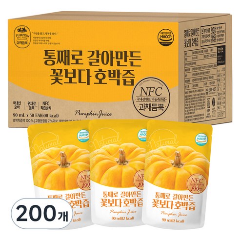 유기농마루 통째로 갈아만든 꽃보다 호박즙, 90ml, 200개