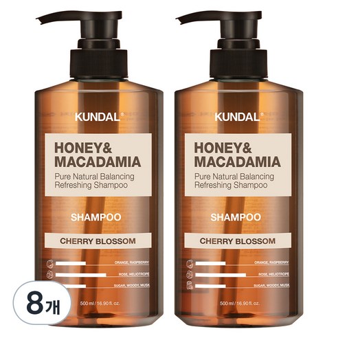 쿤달 허니 앤 마카다미아 네이처 샴푸 체리블라썸향, 500ml, 8개