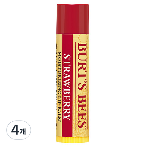 버츠비 모이스처라이징 립 밤, 스트로베리, 4.25g, 4개