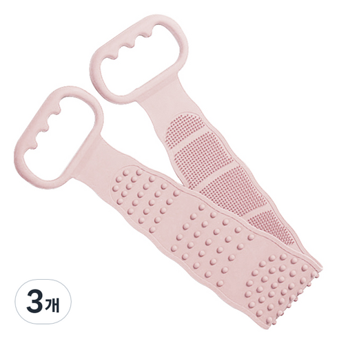 힐로 무통 실리콘 양면 마사지 때밀이, 핑크, 1개입, 3개