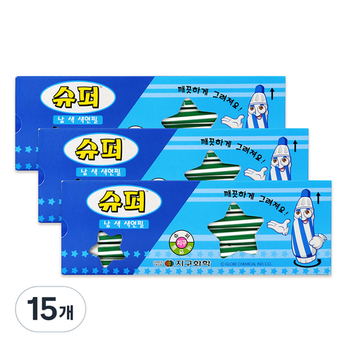 지구화학 슈퍼색연필 낱색 초록 12p, 15개, 1색