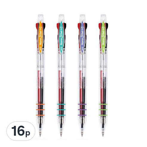 자바펜 나노 3겔 앤 C 3색 중성볼펜 0.3mm, 오렌지+라임+민트+라벤더, 16p