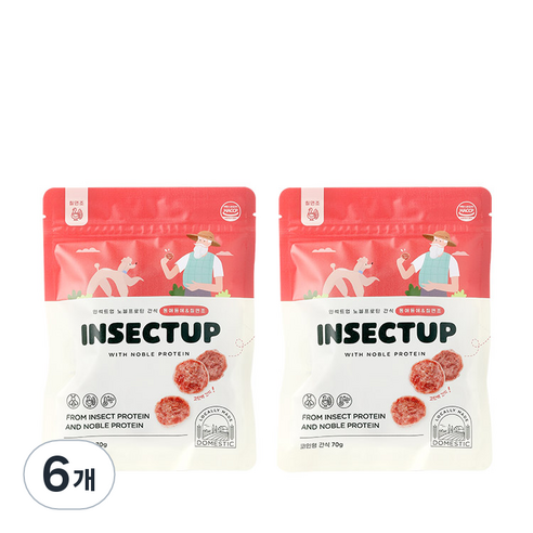 인섹트업 노블프로틴 강아지 간식, 동애등에 앤 칠면조, 70g, 6개