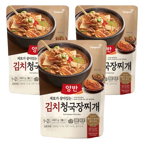 양반 김치 청국장찌개, 460g, 3개