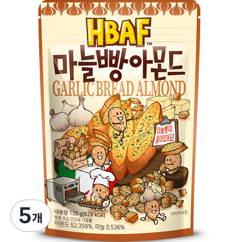 바프 마늘빵 아몬드, 120g, 5개