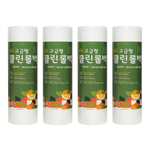 원스마켓 식품포장용 위생롤백 고급형 특대형 35cm x 45cm, 특대(XL), 300개입, 4개