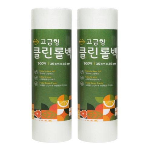원스마켓 식품포장용 위생롤백 고급형 특대형 35cm x 45cm, 특대(XL), 300개입, 2개