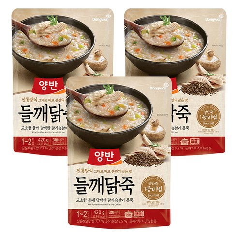 양반 들깨닭죽, 3개, 420g