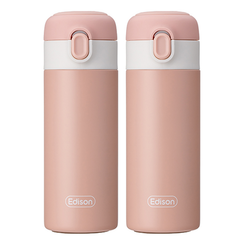 에디슨 원터치 키즈 텀블러 250ml, 핑크, 2개