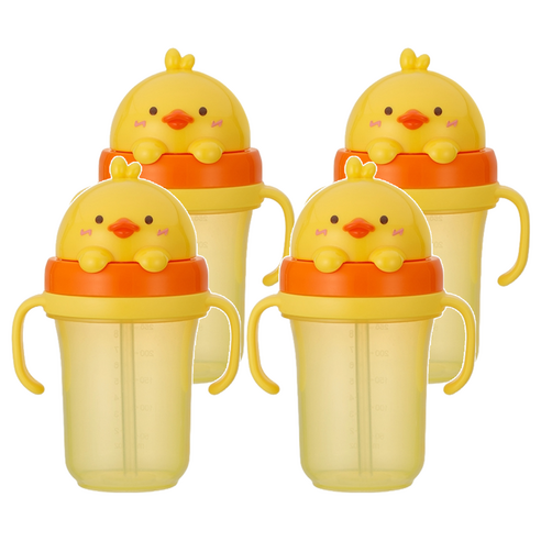 에디슨 유아용 프렌즈 흘림방지 입체 빨대컵2 300ml, 오리, 4개