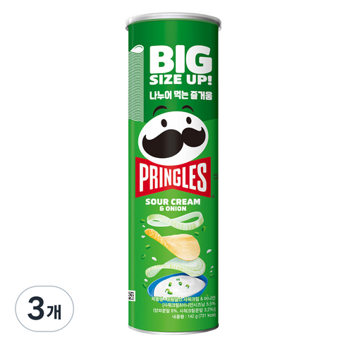 프링글스 사워크림 앤 어니언, 3개, 142g