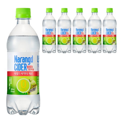 나랑드사이다 제로 그린애플, 500ml, 6개