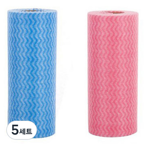 롤타입 간편 수세미 2종 세트, 5세트, 블루, 레드