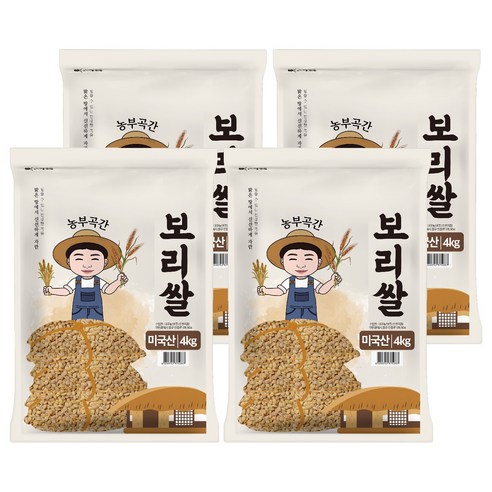 농부곡간 미국산 보리쌀, 4kg, 4개